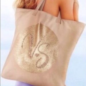 Tan and Gold Victoria's Secret Tote